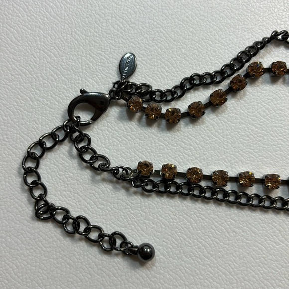 CHICO’S 18” long 2 tier necklace metal and rhinestones - Picture 6 of 7